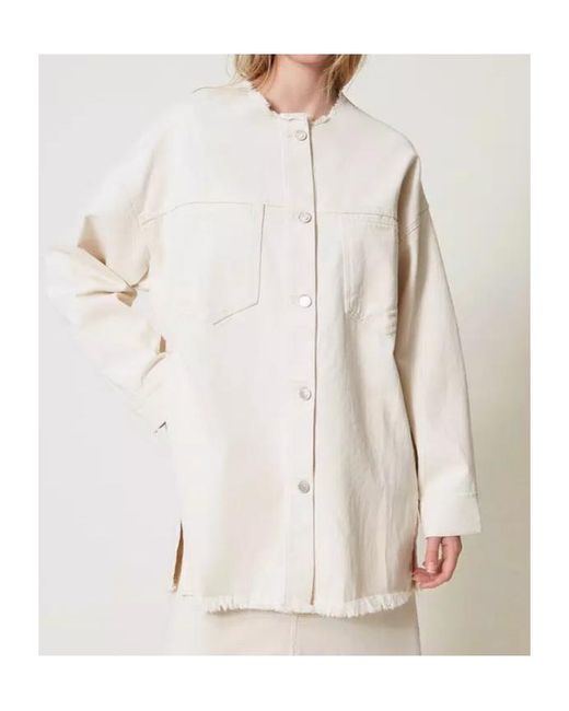 Twinset White Organic-Cotton Jacket