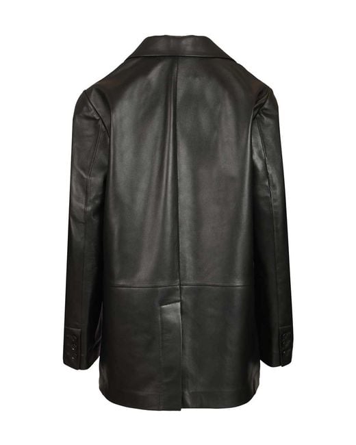 Arma Black Ohann Single-Breasted Leather Blazer