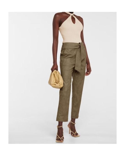 Jonathan Simkhai Natural Lace-Up High-Waisted Casual Pants