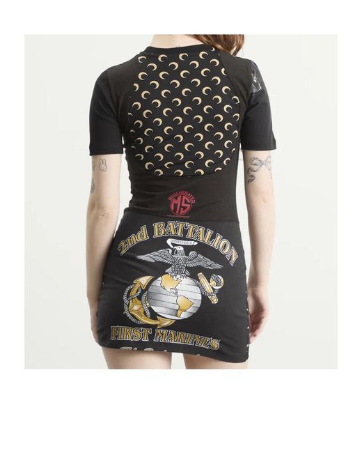MARINE SERRE Black Graphic Printed Mini Dress