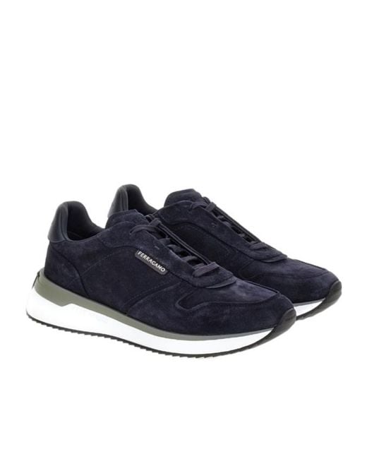 Ferragamo Blue Ferragamo Lace-Up Sneakers for men