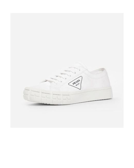 Prada White Wheel Low-Top Sneakers for men