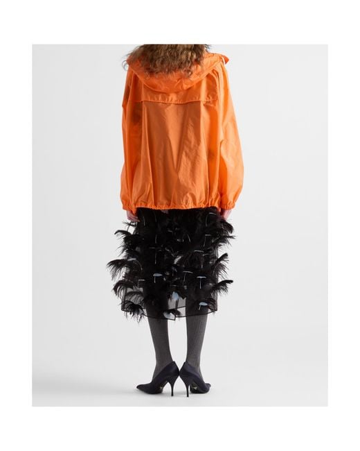Prada Orange Zip-Up Hooded Jacket