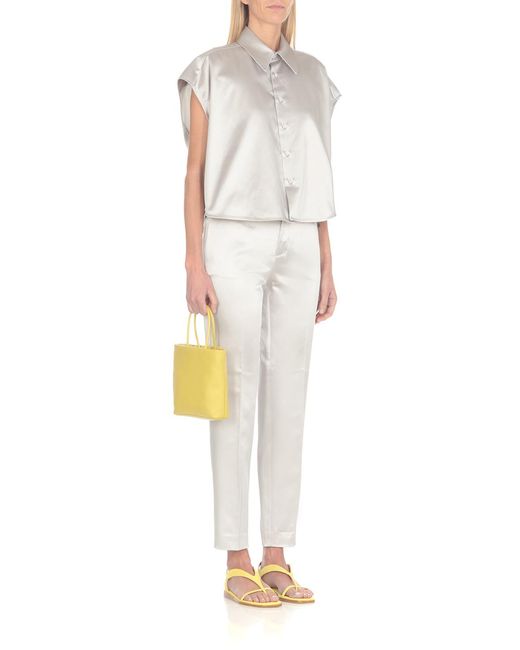 Fabiana Filippi Gray Cropped Satin Trousers