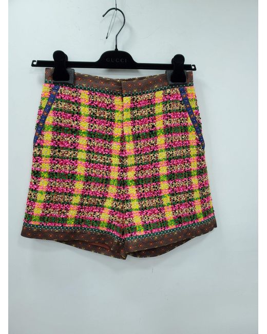 Gucci Red Checked Tweed Shorts