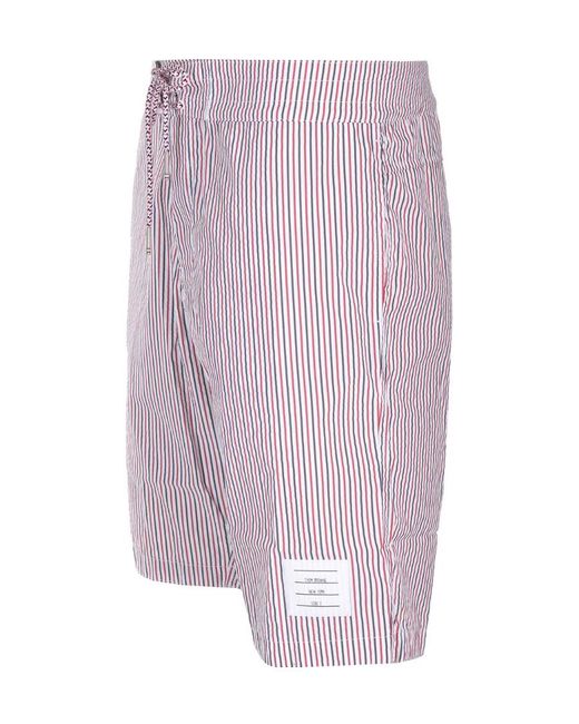 Thom Browne Red Striped Drawstring Swimming Shorts for men