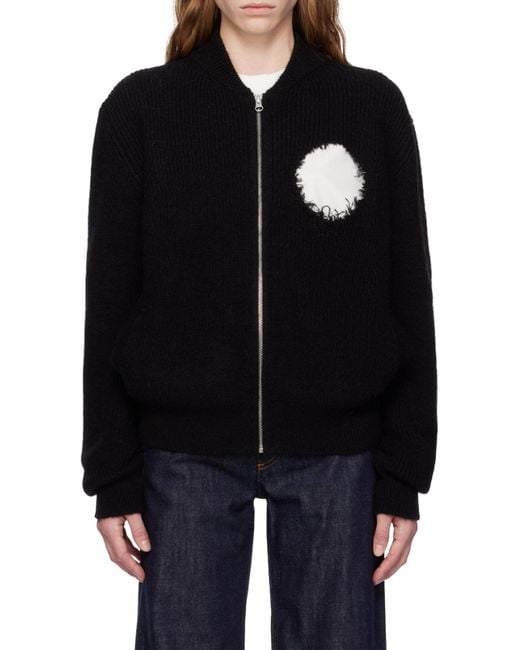 MM6 by Maison Margiela Black Distressed Zipped Knitted Cardigan for men