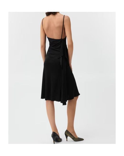 Versace Black Draped Ruffled Midi Dress