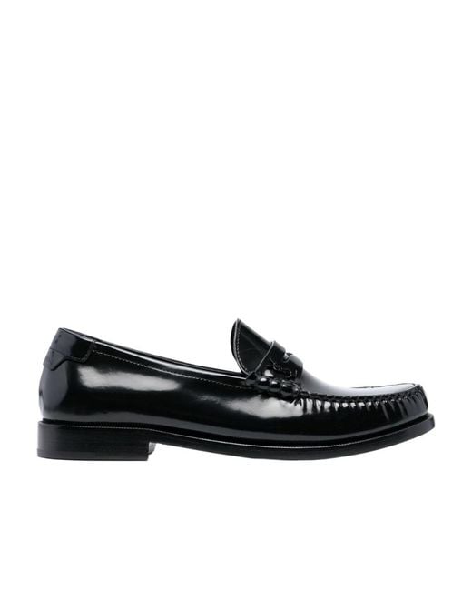Saint Laurent Black Le Loafer Logo Plaque Slip-On Loafers