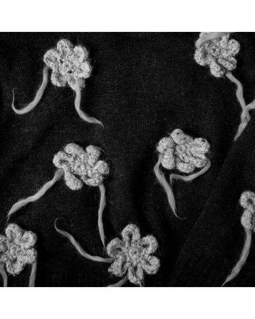 Ganni Black Crochet Crew Sweatshirt