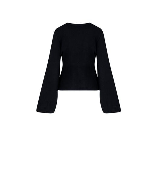 Khaite Black Scarlett V-Neck Knitted Cardigan