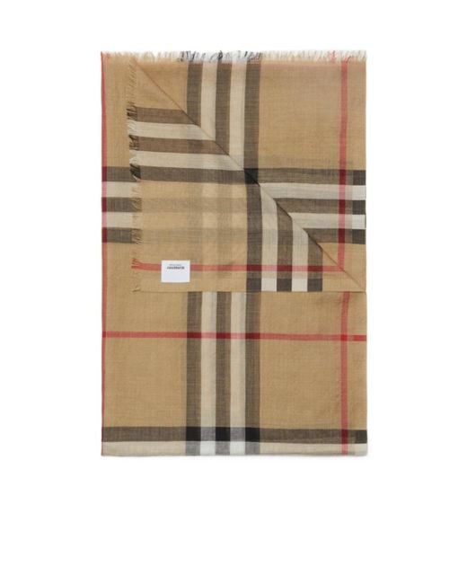 Burberry Natural Checked Frayed-Edge Scarf