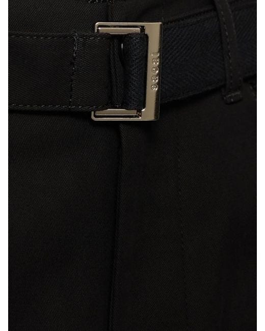 Sacai Black Pantalones De Sarga De Algodón for men