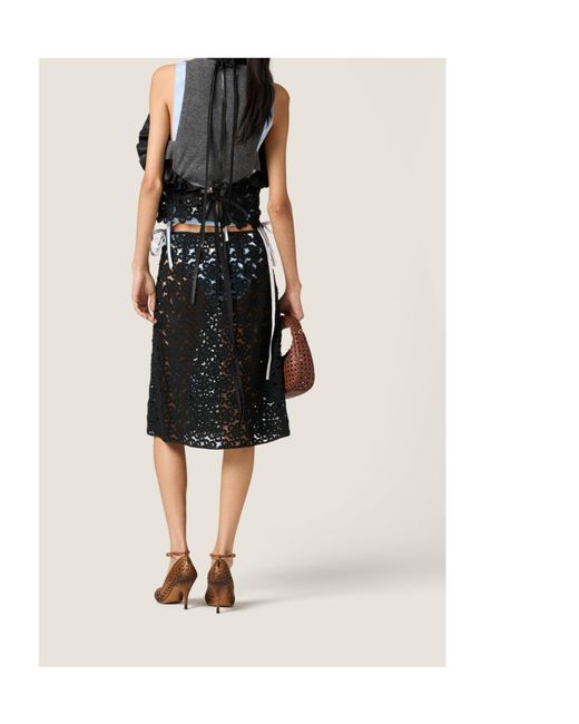 Miu Miu Black Macramé Pinafore Top