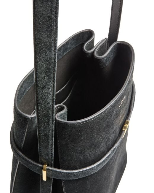 Totême Black Belted Suede Bucket Bag
