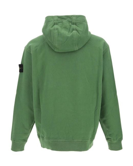 Stone Island Green Hooded Long-Sleeved Sweater for men