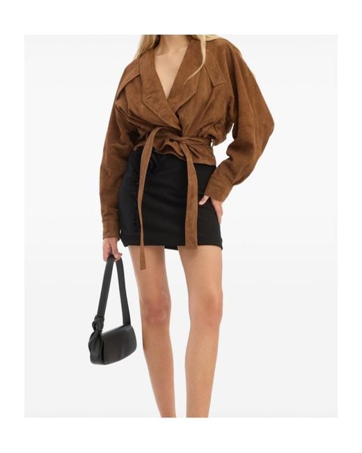 ROTATE BIRGER CHRISTENSEN Brown Biker Leather Jacket