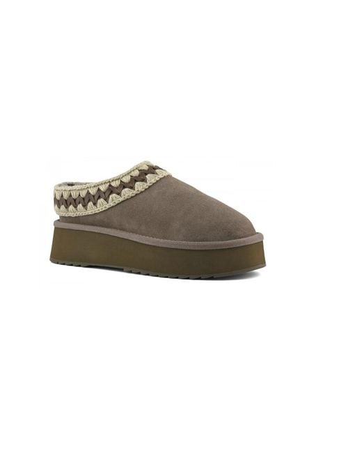 Mou Brown Platform Slip-On Clogs