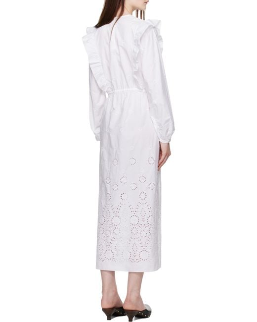 A.P.C. White Ginger Ruffle Midi Dress