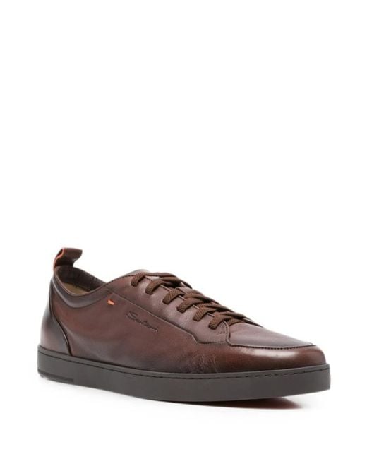 Santoni Brown Round-Toe Lace-Up Shoes for men