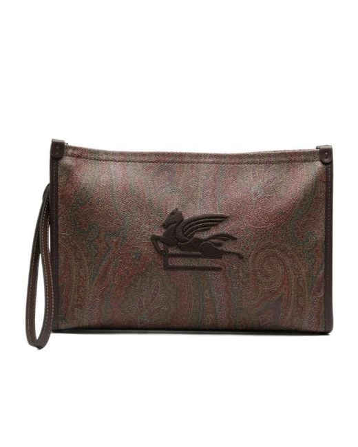 Etro Brown Arnica Zip-Up Large Hand Bag for men