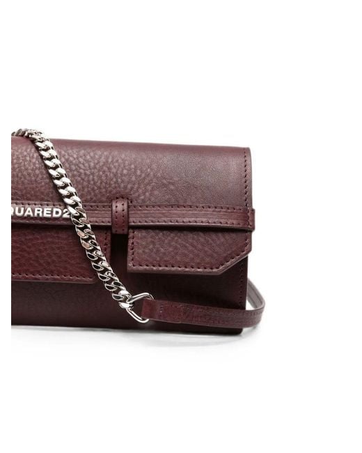 DSquared² Purple Logo-Appliqué Clutch Bag