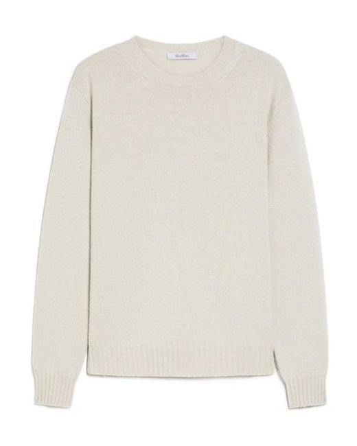 Max Mara White Crewneck Long-Sleeved Jumper