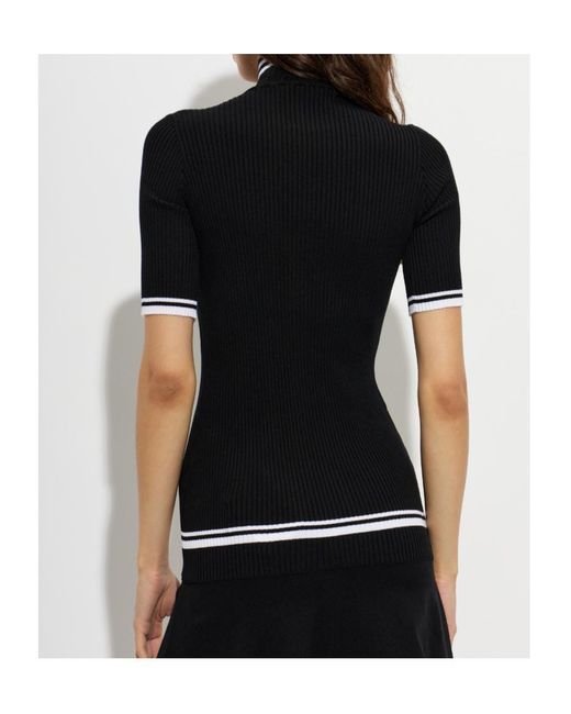 Off-White c/o Virgil Abloh Black Short-Sleeved High-Neck Knit Top