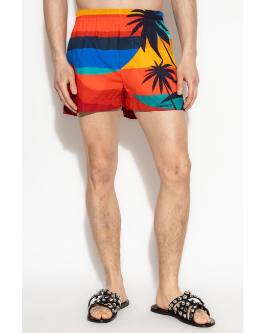DSquared² Orange Summer Lovers Sunset Shorts for men
