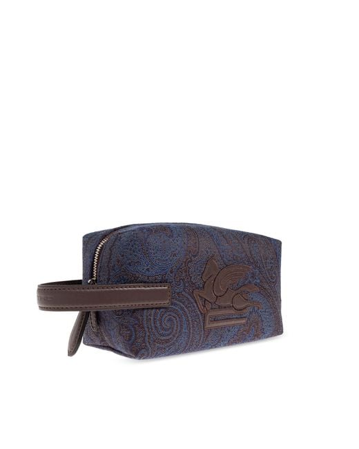 Etro Blue Paisley Patterned Cosmetic Bag for men