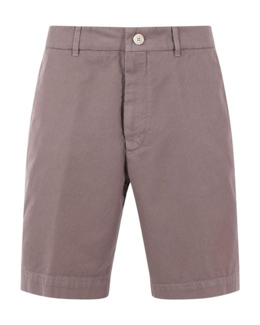 Brunello Cucinelli Gray Garment-Dyed Gabardine Bermuda Shorts for men