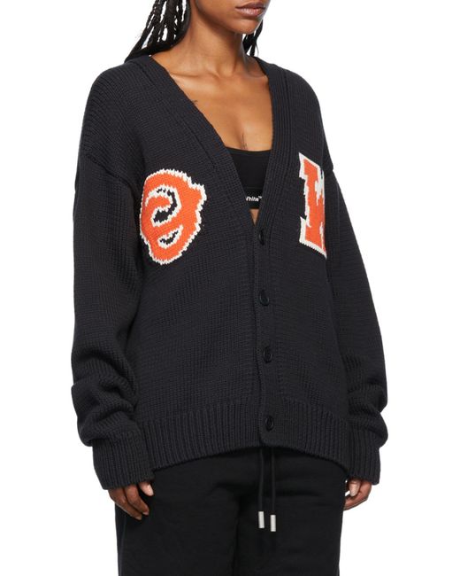 Off-White c/o Virgil Abloh Black Logo Patch V-Neck Cardigan for men