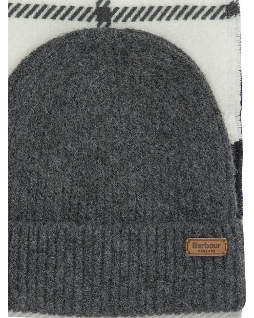 Barbour Gray 'Pendle' Beanie And 'Blair' Scarf Set