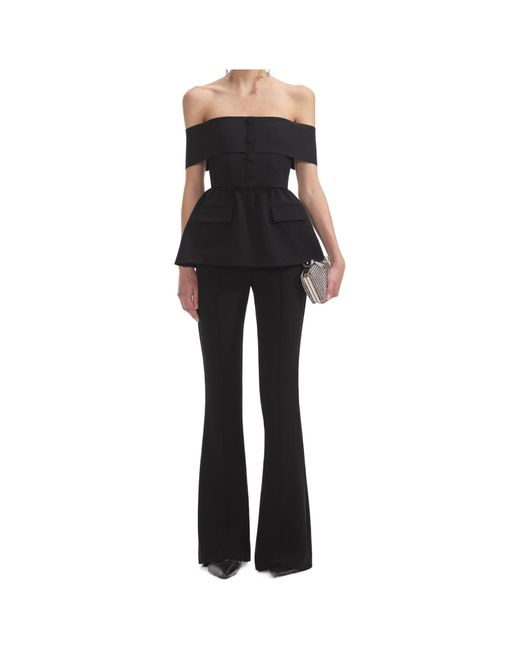 Self-Portrait Black Crepe Off Shoulder Jumpsuit