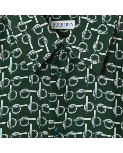 Burberry Green Monogram Printed Long Sleeved Shirt