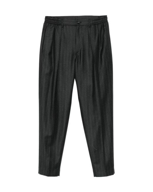 Tagliatore Gray Striped Casual Pants for men