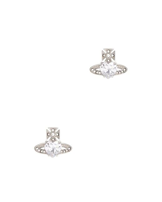 Vivienne Westwood White Embellished Orb Stud Earrings