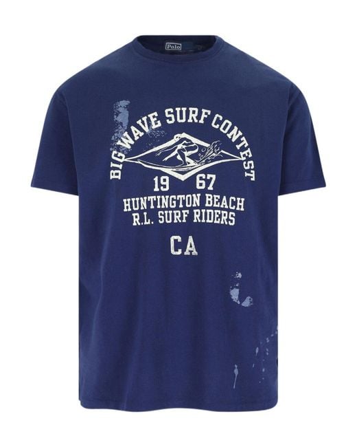 Polo Ralph Lauren Blue Graphic Printed Crewneck T-Shirt for men