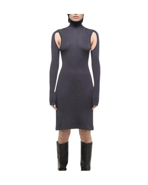 Helmut Lang Blue High-Necked Dress