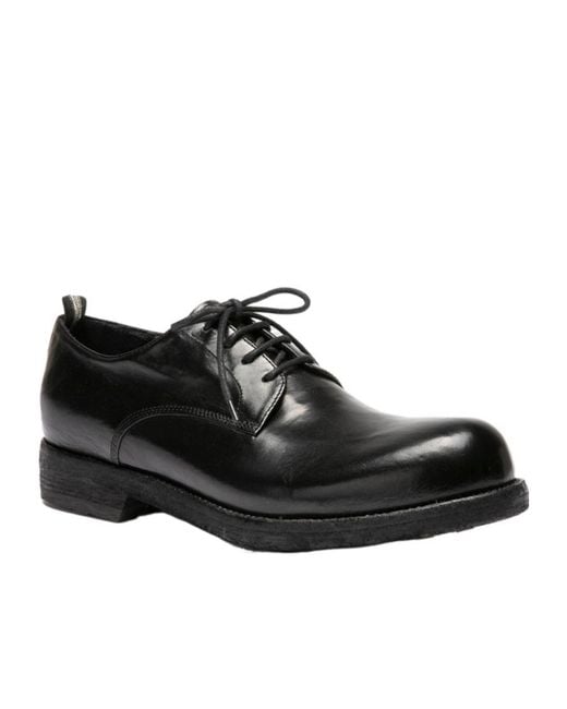 Officine Creative Black Leather Derby Shoes for men