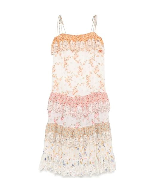 Zimmermann Pink Floral-Print Midi Dress