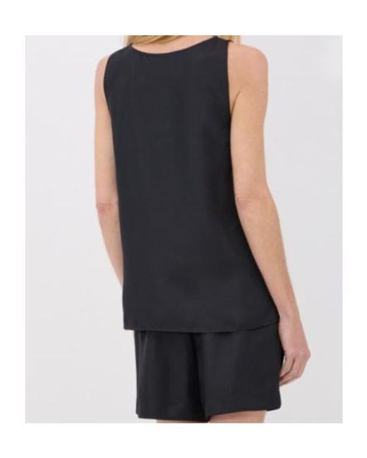 Loulou de Saison Black Gaby Scoop-Neck Silk Top
