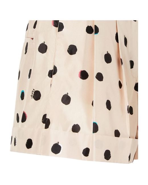Fendi Natural Falena Dots Printed Turn-Up Hem Shorts