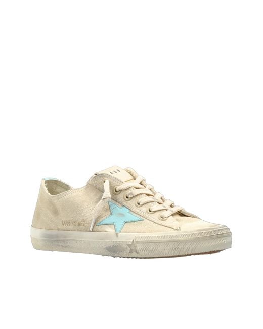 Golden Goose Deluxe Brand Natural V Star 2 Distressed Low-Top Sneakers