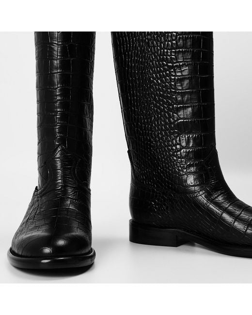 Paris Texas Black Solid Color Knee High Boots