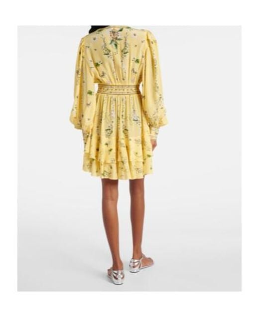 Camilla Yellow Floral Silk Crêpe Minidress