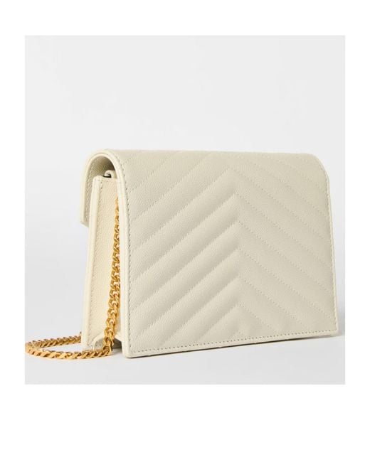 Saint Laurent Natural Monogram Logo Shoulder Bag