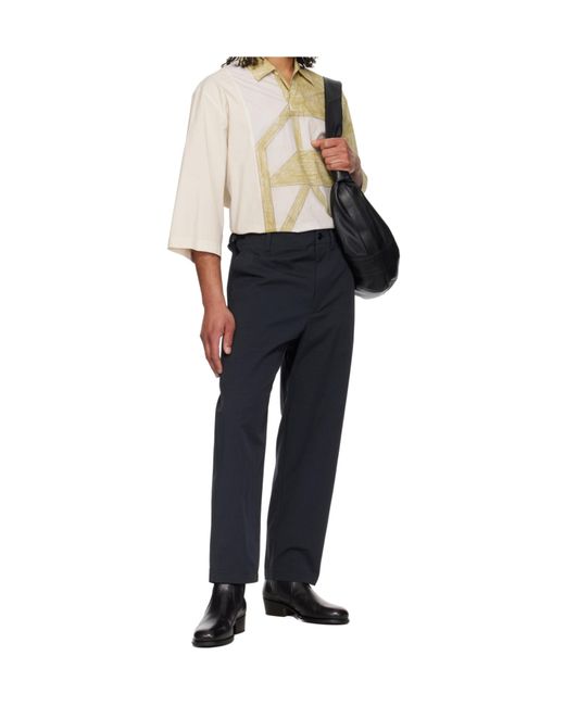 Lemaire Black Straight Leg Carrot Pants for men