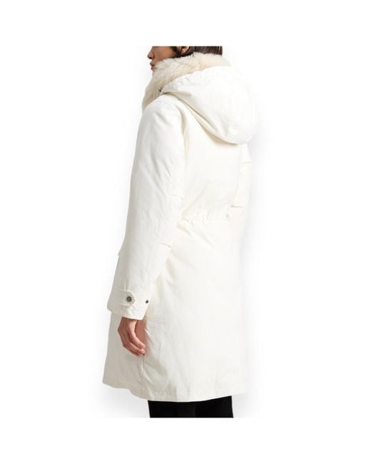 Woolrich White Long-Sleeved Hooded Parka