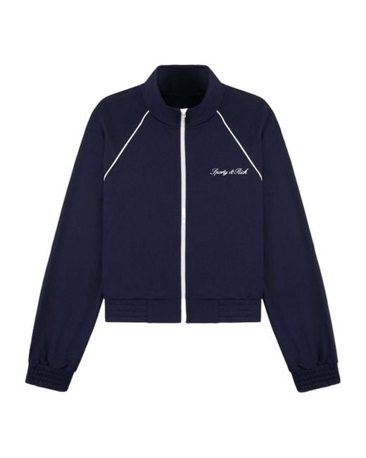 Sporty & Rich Blue Long-Sleeve Zip-Up Sweatshirt